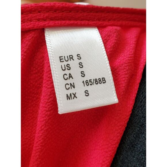 Women's Solid Red Polyester Round Neck Long Sleeve Knee Length Dress Size Small - Picture 11 of 14